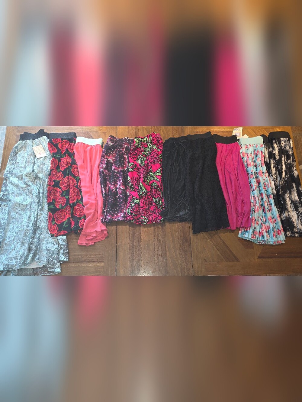 LuLaroe Skirts Lot Of 10 Sz Small Knee Length Maxi Skirt Floral Lace Pleated